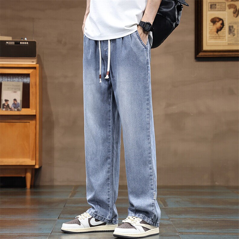 天丝牛仔裤男夏季宽松直筒2025新款休闲冰丝阔腿长裤子Z9836-P50,男装牛仔裤,星座509