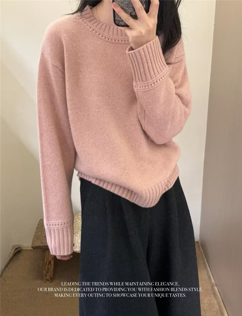 2025年秋季时尚百搭通勤简约休休闲加厚套头衫，女装针织衫/毛衣，德聚羊绒