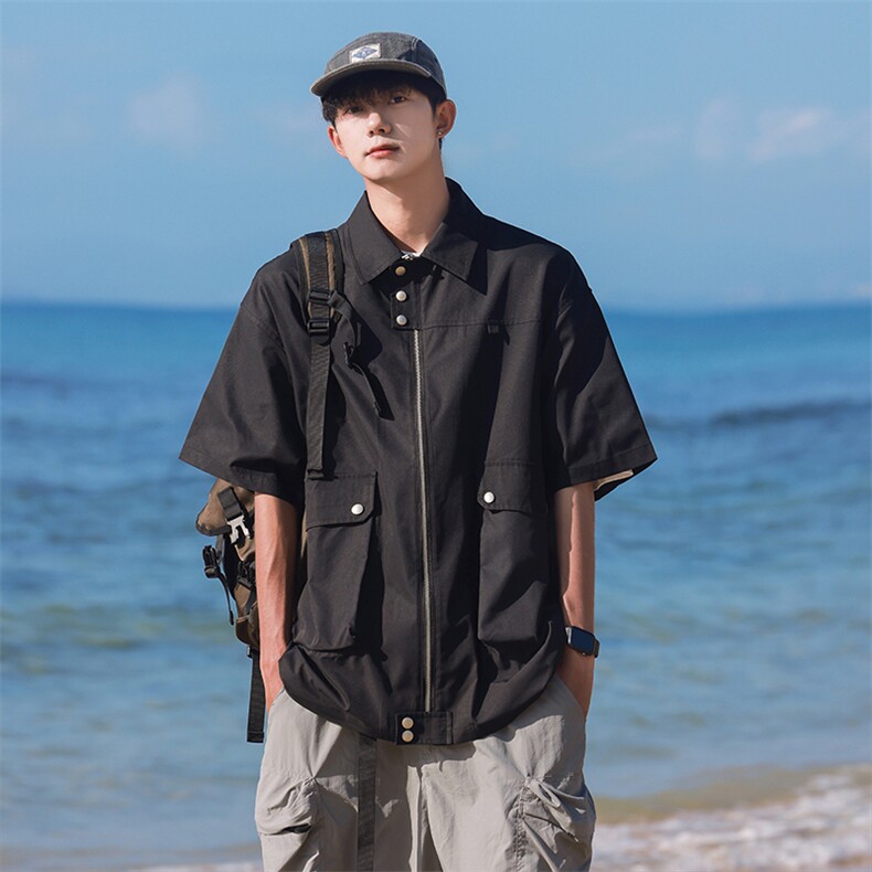 特P40无差价新款夏季潮流百搭衬衫-HC2192日系相机风,男装衬衫,电商A003