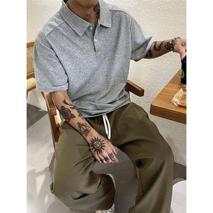 得物抖音高品质二开 珠地网眼透气面料纯色宽松短袖T恤翻领POLO衫图片