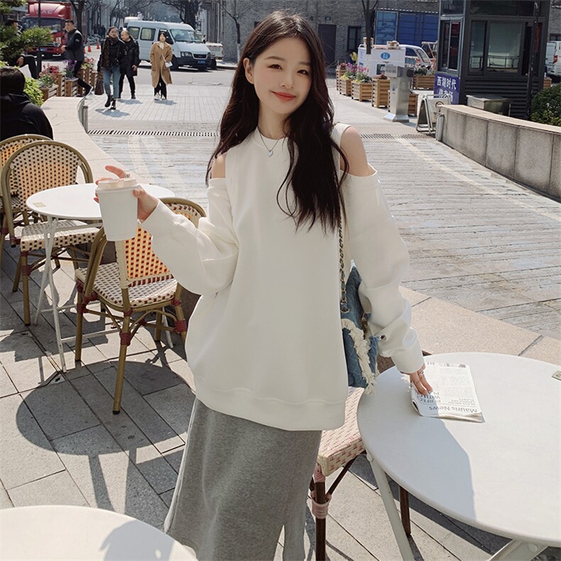 【2024现货】设计感露肩品牌货两色数据好2C220-P115-K169,女装卫衣/绒衫,2C220