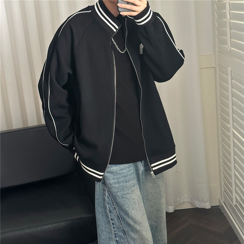 2026春现货立领卫衣外套男士宽松休闲绣花上衣A351-AW2529-P95,女装短外套,电商A351