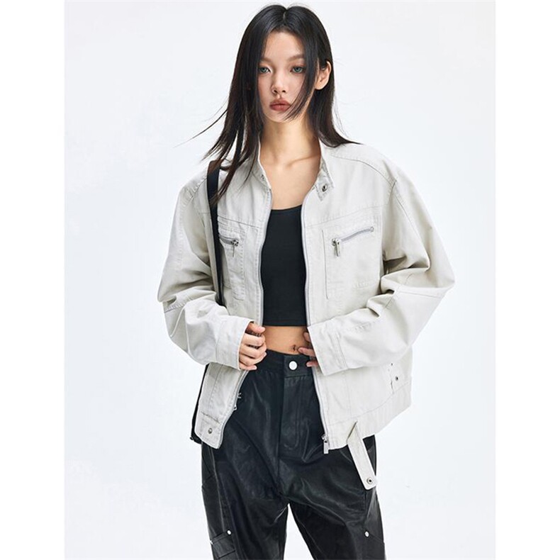 26春装高品质老钱风立领夹克外套男女美式潮牌拉链工装风宽松上衣，男装夹克，电商A486