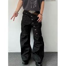 NA704LL-P50美式纽扣牛仔裤男宽松直筒阔腿裤子，男装牛仔裤，星座1007（原301D）