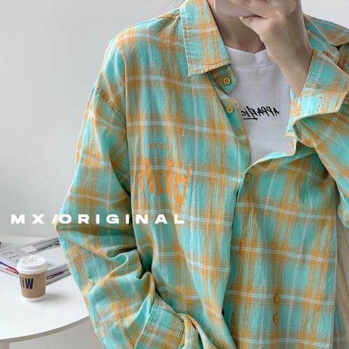 【现货】2021-春-彩色格纹衬衫，女装衬衫，墨写