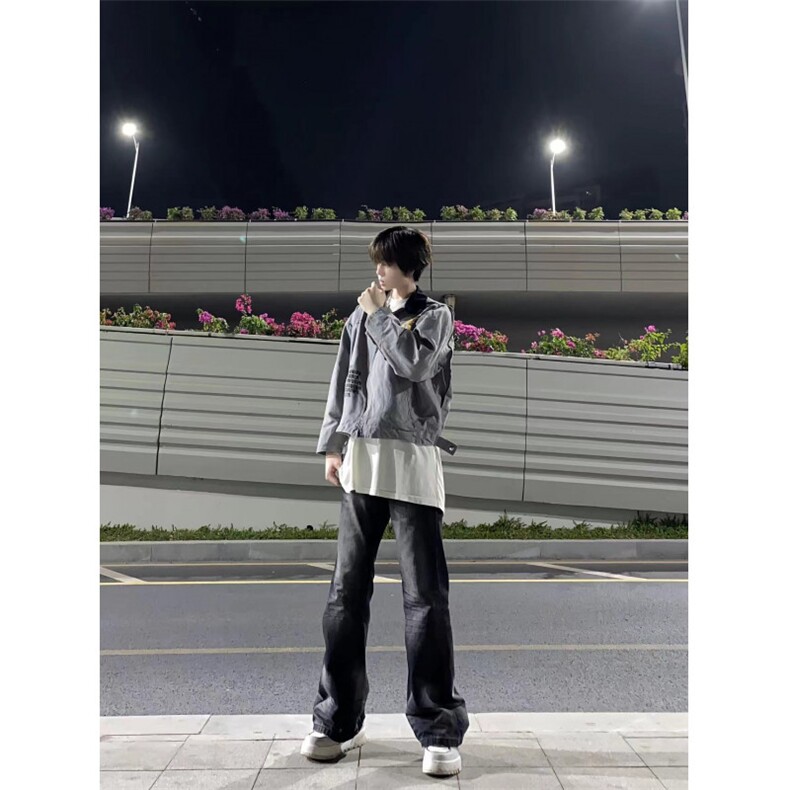 麦门信徒翻领工装夹克外套造旧印花短宽VibeJ28-P90,男装夹克,星座1007（原301D）