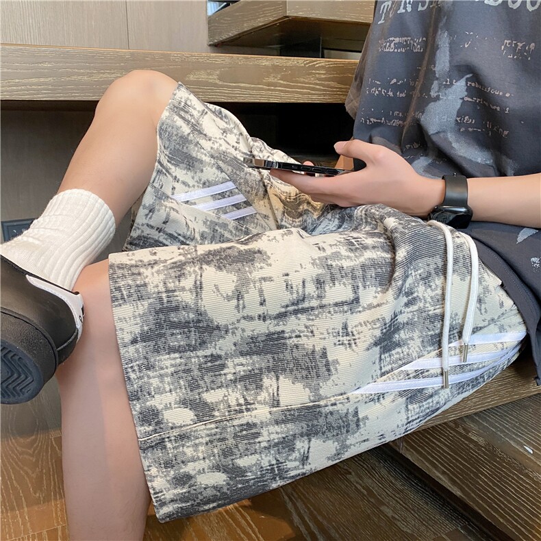 抖音品质夏季新款潮流扎染宽松休闲五分裤B315-K25795-特p25控48,男装休闲裤,电商B315