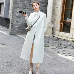 时尚韩版宽松显瘦中长款毛呢大衣女秋冬季新款气质百搭外套图片