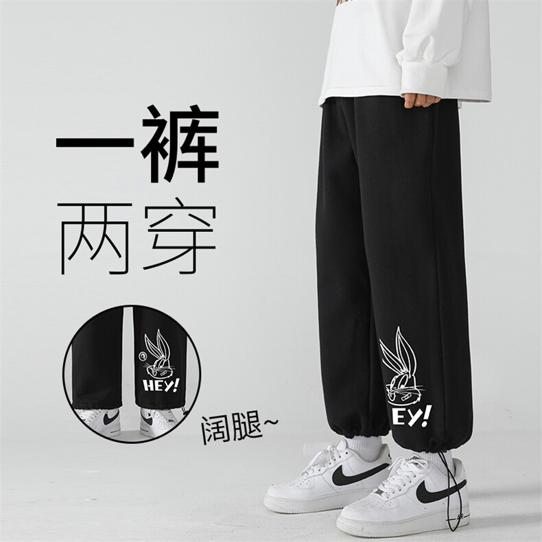 K13179-P35加绒-P45可束脚加厚加绒运动裤男大码宽松直筒卫裤男,男装休闲裤,电商A040
