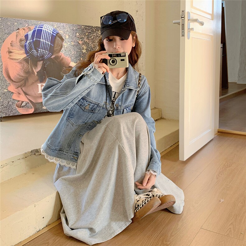 大货浅蓝设计感蕾丝边牛仔短外套2B154-WT603-P145-K198,女装短外套,2B154