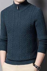 男士2023年秋季新款长袖立领针织套头青年休闲打底衫图片