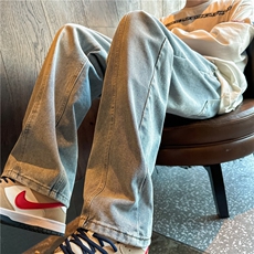 K1223-p35-控59oversizecleanfit黄泥牛仔裤直筒裤老爹裤长裤，男装牛仔裤，星座103A-1