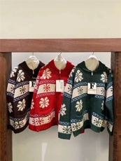 2025年秋季长袖粗针提花雪花外套，女装针织衫/毛衣，织己羊绒