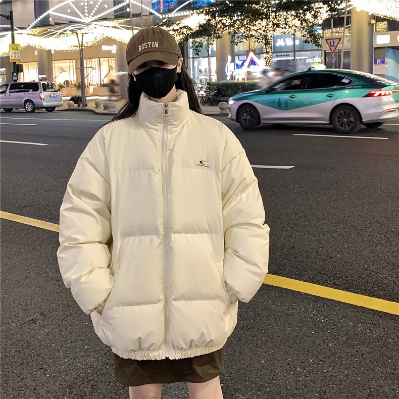 情侣装冬装PU软皮美式撞色棉服logo棉衣休闲外套男女G1102P128,男装棉衣,电商A339