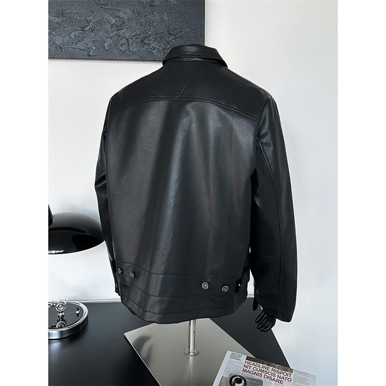 美式复古翻领皮衣外套男设计感拉链pu皮机车服夹克潮JK08568-P73,男装夹克,星座308B-1