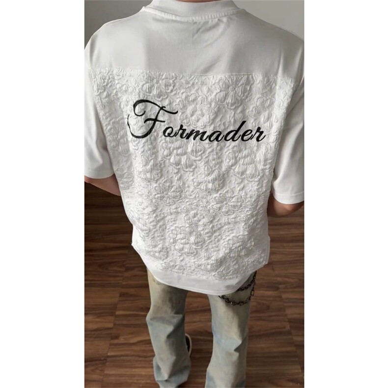 网图现货美式立体浮雕小香风提花刺绣短袖上衣t恤男女A606-P33，男装T恤，星座1505