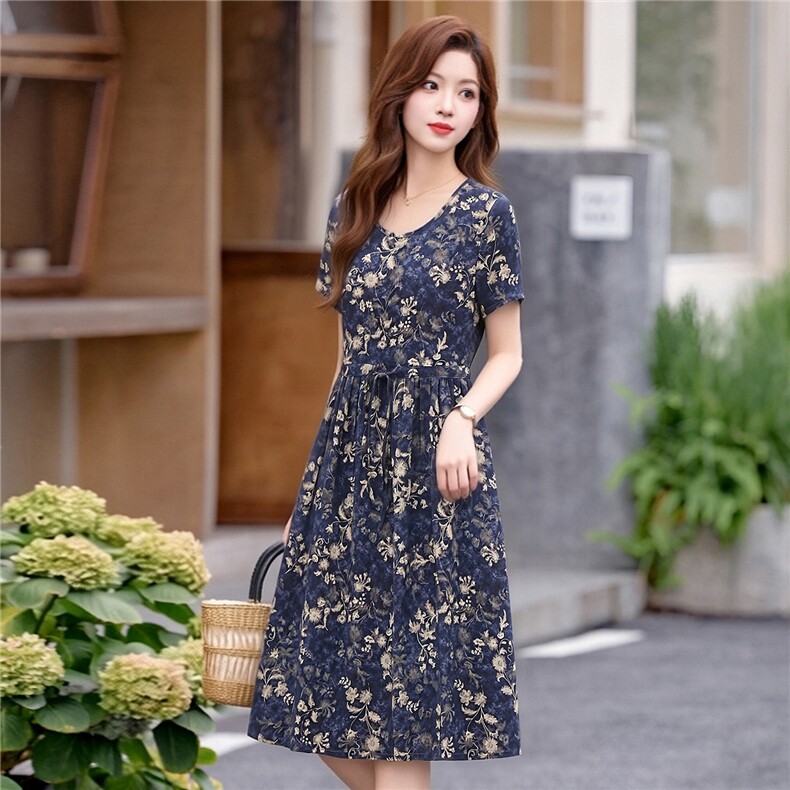 夏装新款优雅时尚印花连衣裙,女装连衣裙,姿衣坊
