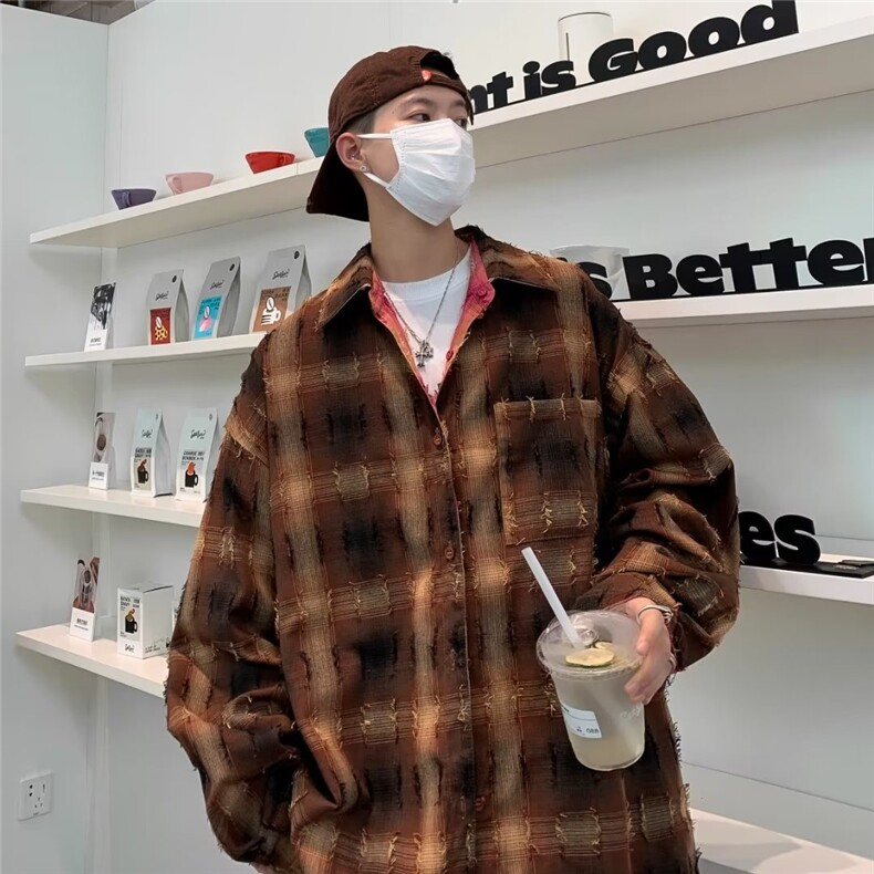 男秋季新款长袖格子布双面穿夹克外套C4531-P70,男装夹克,星座1109-3