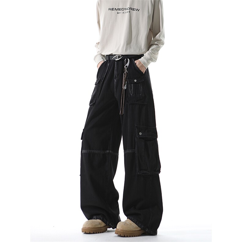 809B新春现货！美式工装宽松黑牛工装裤809B-610-P58控98黑色,男装工装外套,星座809B（原星座805）