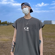 量大优供视频得物直播品质230克夏季纯棉背心无袖T恤WB322，男装背心/马甲，电商A486