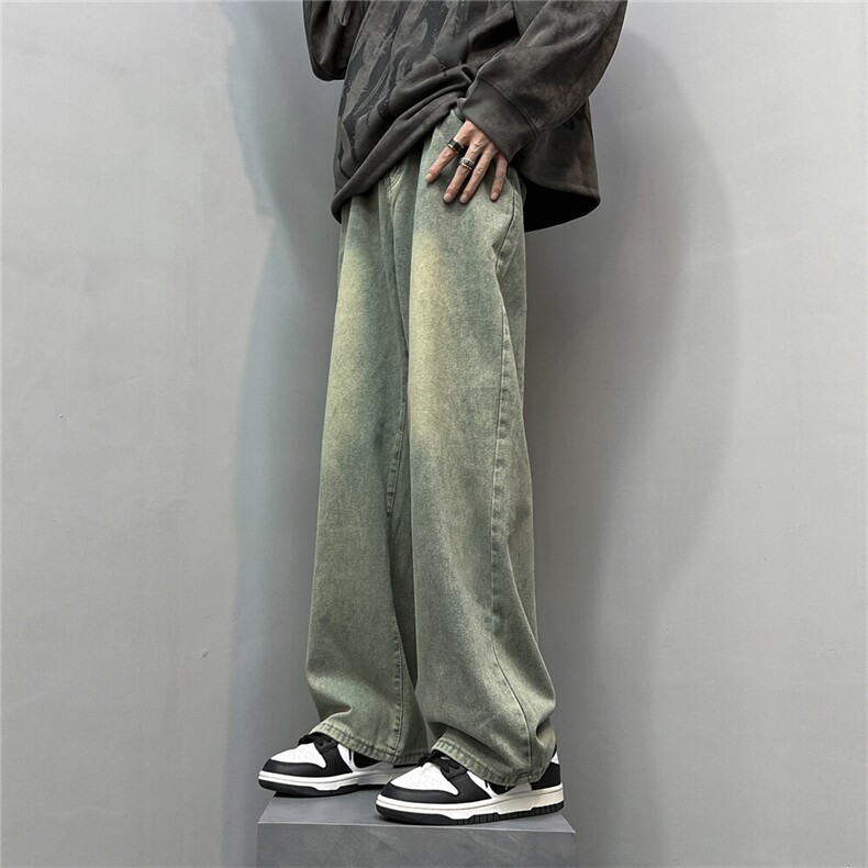 k1029-p40-控58 M-5XL 现货宽松cleanfit牛仔裤马丁靴黑暗黄泥图片