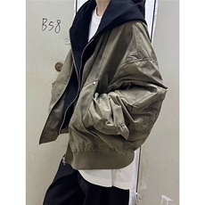 724-P702025春秋新款美式潮牌扎染假两件飞行员夹克，男装夹克，电商B323A