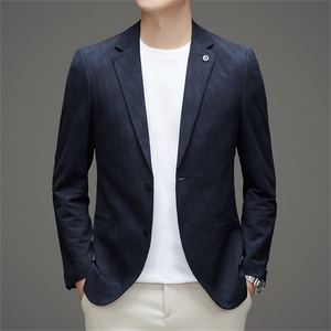 新款男装春秋薄款韩版休闲西服修身提花小西装MJ2672-P135图片