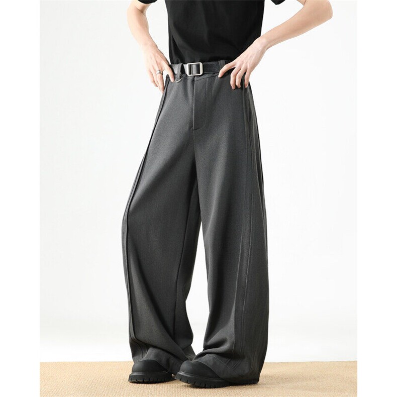 复古高级垂感双褶休闲西裤男女宽松直筒阔腿裤子潮牌春夏K027-P50,男装西裤,星座308B-1