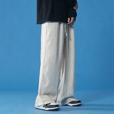 夏季大码棉麻裤亚麻日系港风中性风直筒哈伦休闲裤蓝底K163/P65，男装休闲裤，电商A221A
