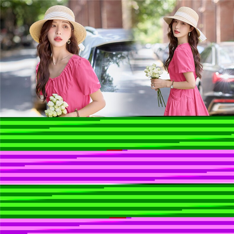 法式茶歇设计连衣裙女夏2025新款绝美泡泡袖收腰显瘦小个子A字裙,女装连衣裙,难舍钰依