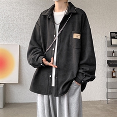 8XL-M秋冬款加绒加厚衬衫男做旧脏脏保暖外套大码衬衣CS29002P65，男装衬衫，电商B312