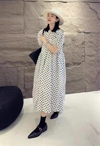 欧巴波点连衣裙图片