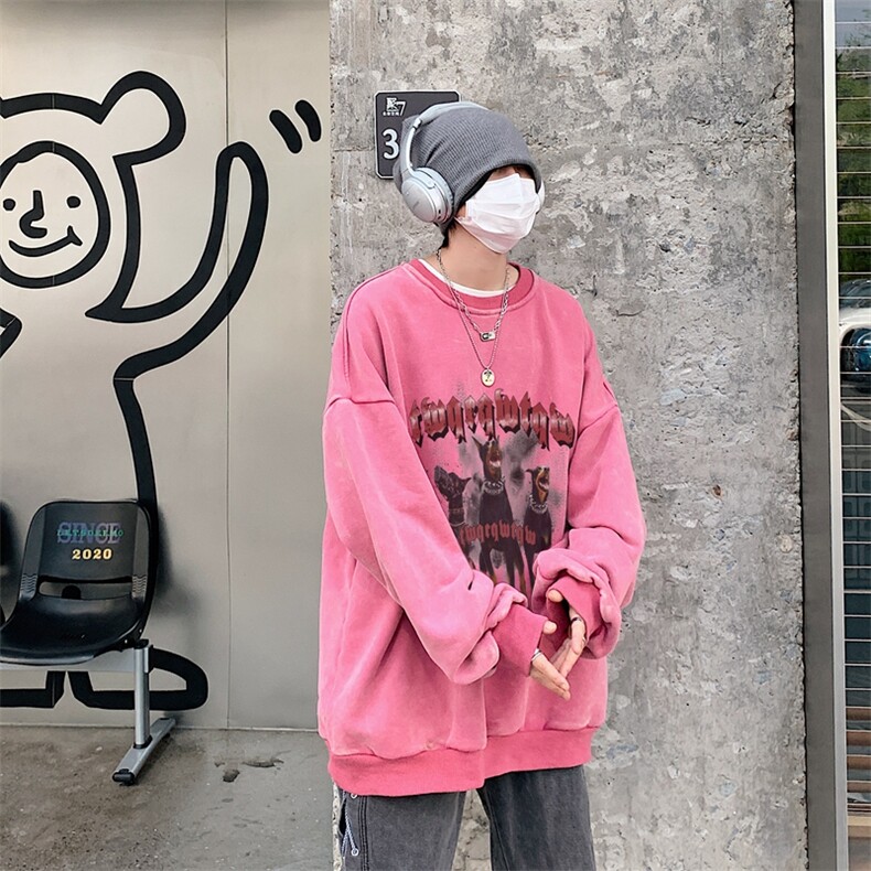 22新款秋复古美式水洗做旧宽松连帽男女中性卫衣301B-JB7890-P58,男装卫衣,星座301B