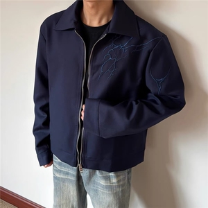 秋冬男装商务休闲拉链轻薄棉服夹克外套文艺潮流新款慵懒流行ins图片