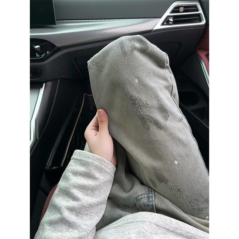 涂鸦设计感猫爪痕泼墨扎染牛仔裤男水洗直筒长裤N6454-特P45控88,男装牛仔裤,电商A001-1