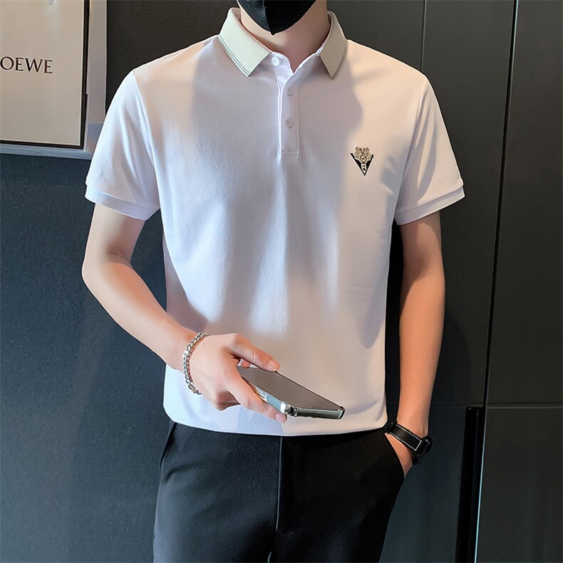 2025新款夏季Polo衫短袖T恤男翻领潮牌刺绣体恤A313-1-9510-P48,男装T恤,电商A313-1