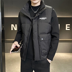短款立领羽绒马夹男休闲日系面包服保暖外套马甲背心M9810-P125，男装背心/马甲，电商A239