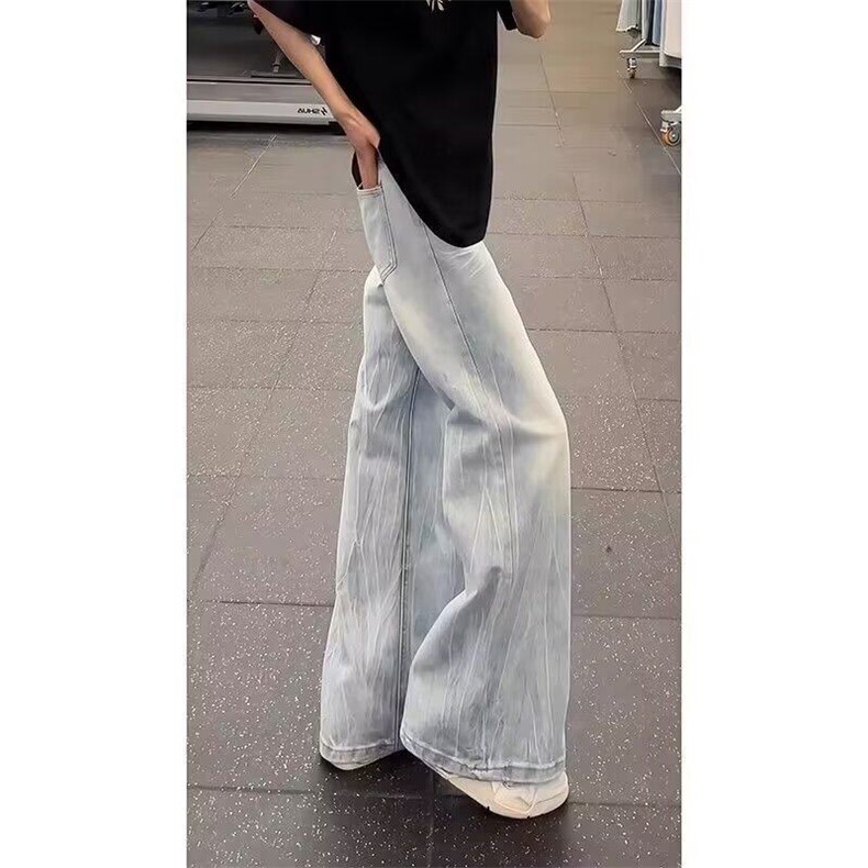 网图现货微喇牛仔裤男款直筒不贴腿裤子高街宽松弯刀裤R8349-P55,男装牛仔裤,星座1005-4