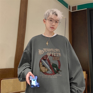 已注册港风纯棉260克高街抖音直播得物品质长袖T恤打底衫T4209P28图片