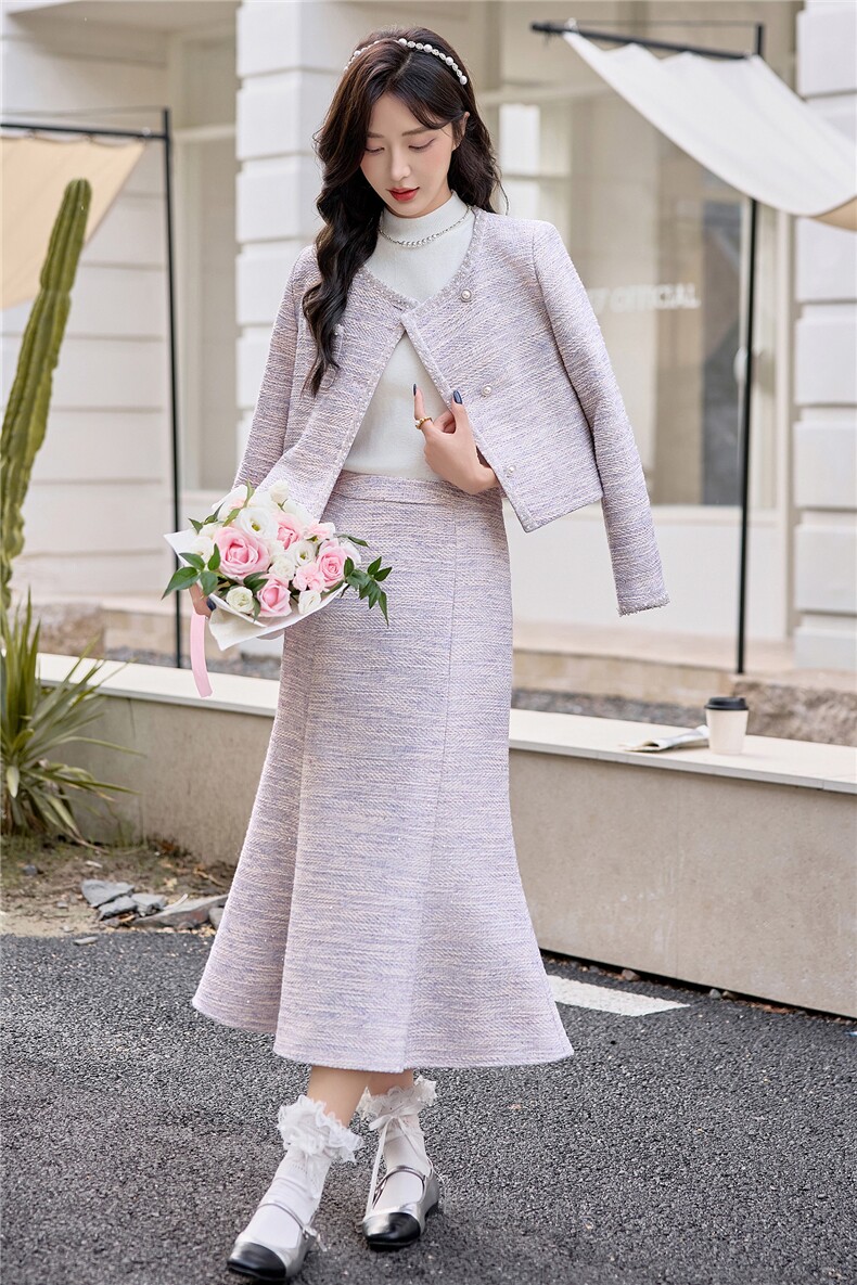 <现货>2026年新款小香风时尚套装高级感外套长款半身裙两件套春季,女装套装/套裙,众宇琦