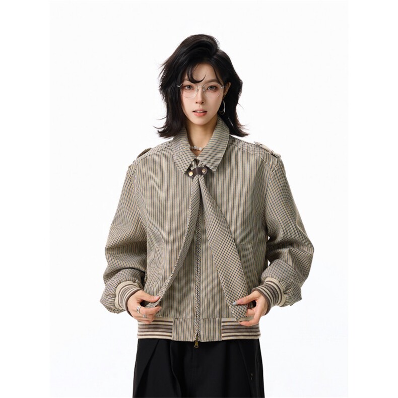1506-1/JW3091/P80老钱风穿搭千鸟格夹克外套男女格子翻领上衣，男装夹克，星座1506-1