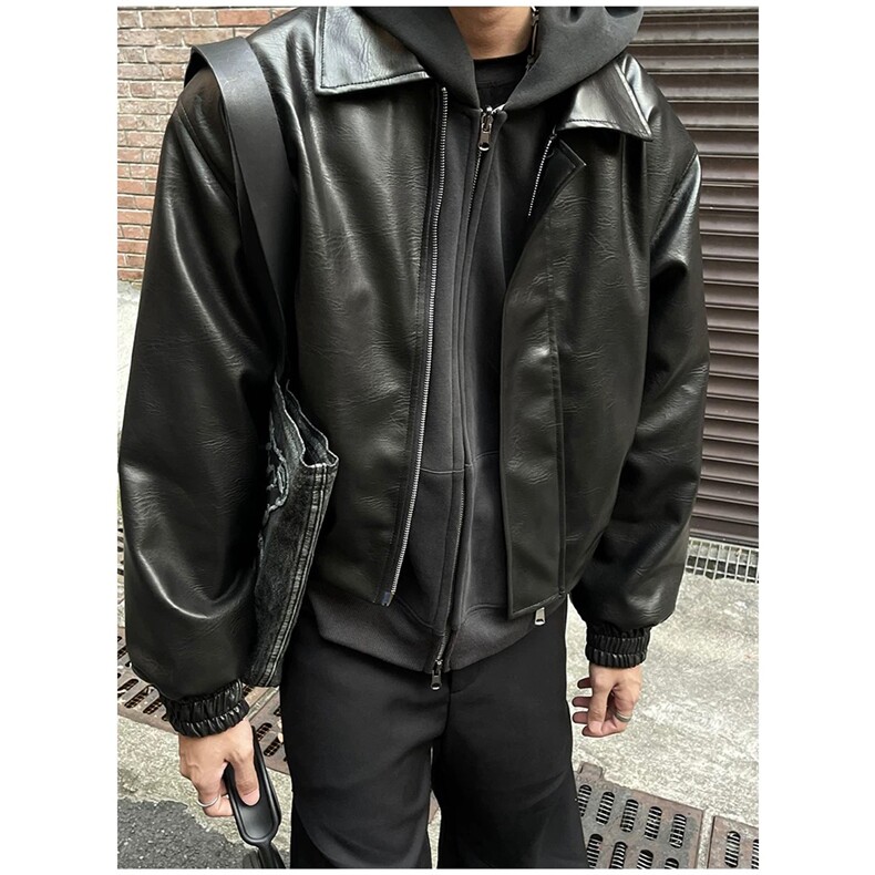 特78-FC18现货美式高街机车短款皮夹克男女秋装痞帅皮衣外套，男装皮衣，星座618B-1