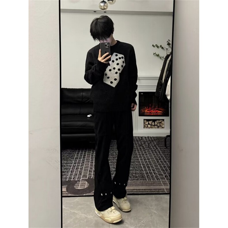 套头毛衣男秋冬季慵懒风通勤休闲宽松针织衫外套M8816-P45,男装针织衫/毛衣,星座1109-3