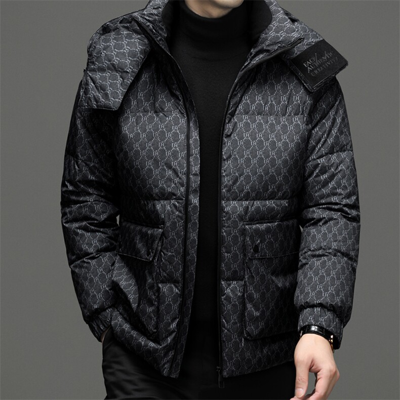 男士可脱卸帽羽绒服新款白鸭绒休闲上衣中年冬季加厚保暖外套男装,男装羽绒服,电商B212（原钱塘6029）