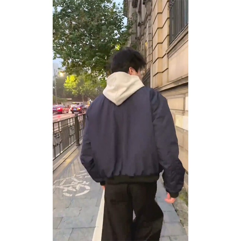 美式高街复古老钱风薄款夹克冲锋衣男女纯色休闲宽松boxy飞行外套,男装夹克,电商A443