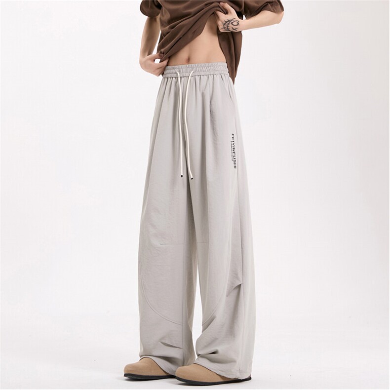 春夏新款潮牌高级感面料垂坠感休闲宽松阔腿拖地直筒裤子2506-P45，男装休闲裤，电商C305A