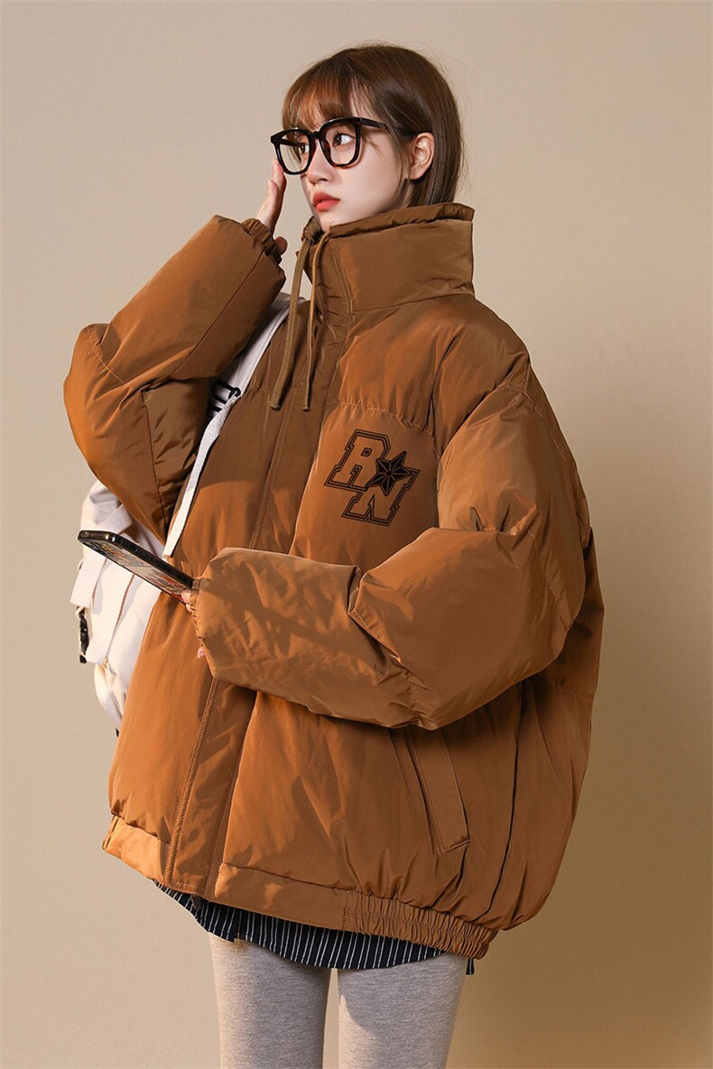 中性凯旋白鸭绒冬季ins潮流印花保暖抽绳立领羽绒服YR216P195K258,男装羽绒服,A247A