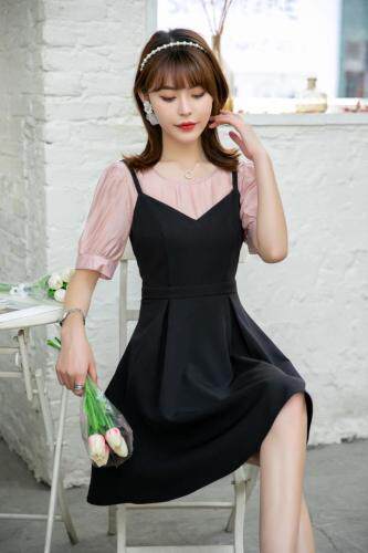 夏季新款韩版可爱气质背带套裙，女装，水锦红