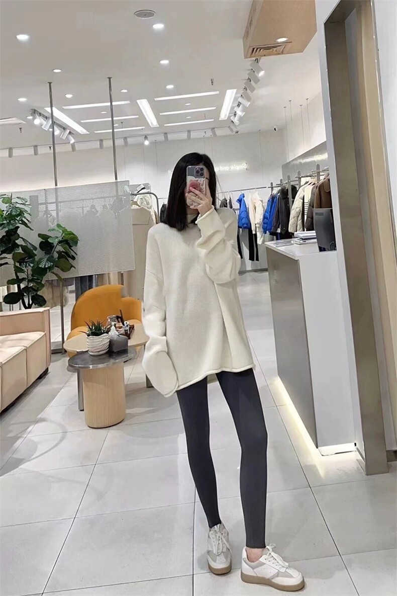 秋冬季新款舒适时尚百搭圆领中长款羊毛衫,女装羊毛衫,莺澜羊绒