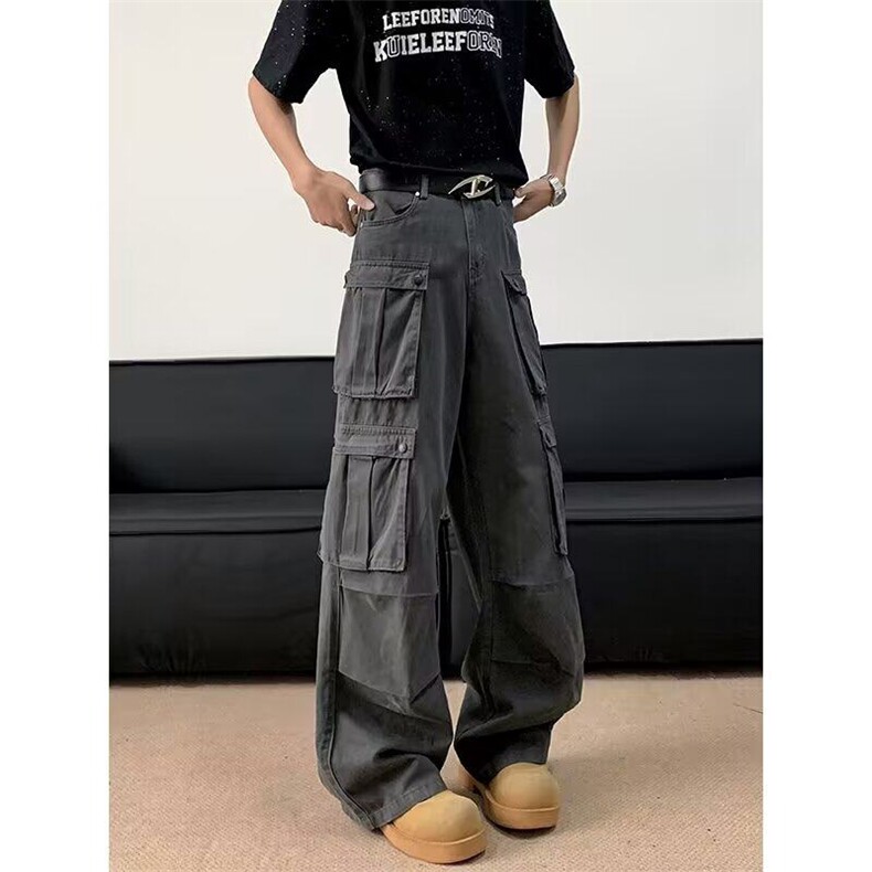 工装裤男女韩版潮流高街帅气多口袋宽松2025夏季ins长裤K6292-P64,男装工装外套,星座412-3